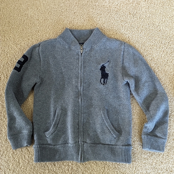 100% cotton, Polo by Ralph Lauren, boys size 5 full zip cardigan. - Picture 2 of 10
